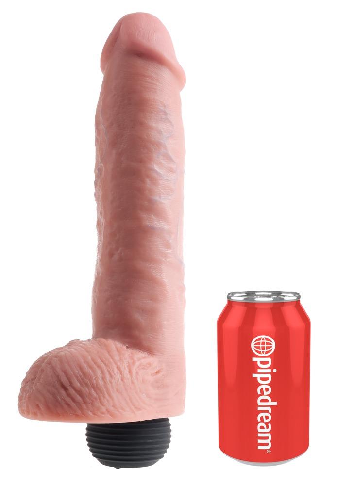 11" Sprøjtende Dildo Med Kugler fra King Cock