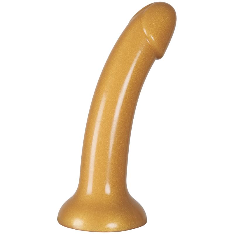 Funklende Guld Silikone Dildo til Kvinder - 18 Cm