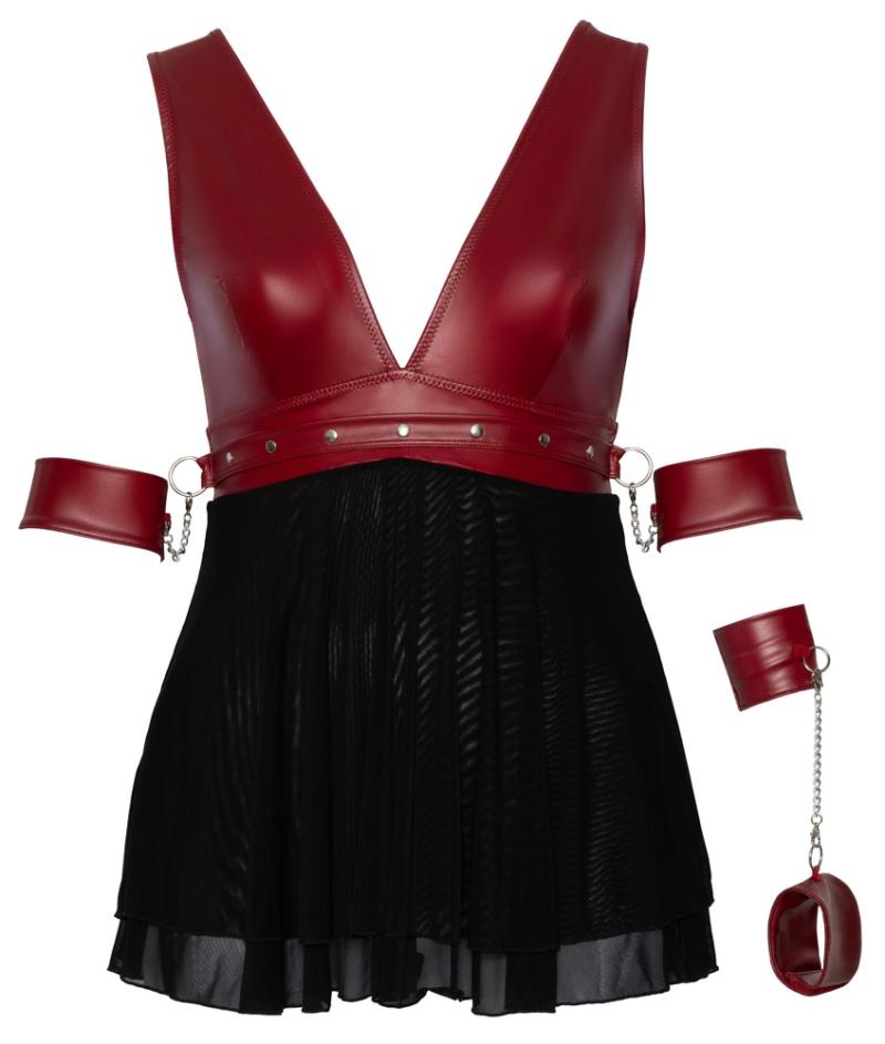 Babydoll med Bondage Detaljer i Rødt - Erotik Lingeri