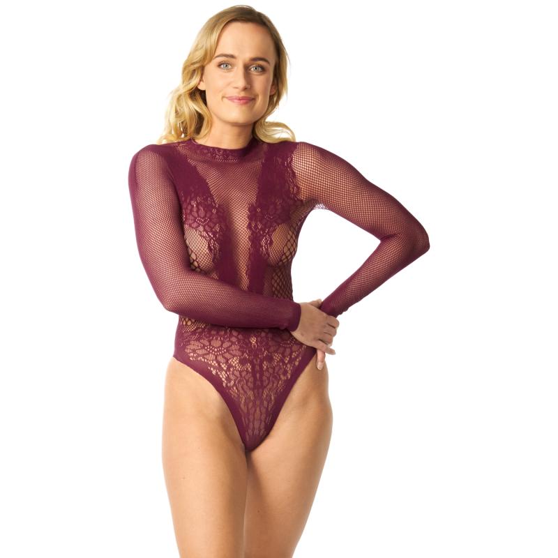 Clover Bundløs Bodystocking i Bordeaux - Forførende Design