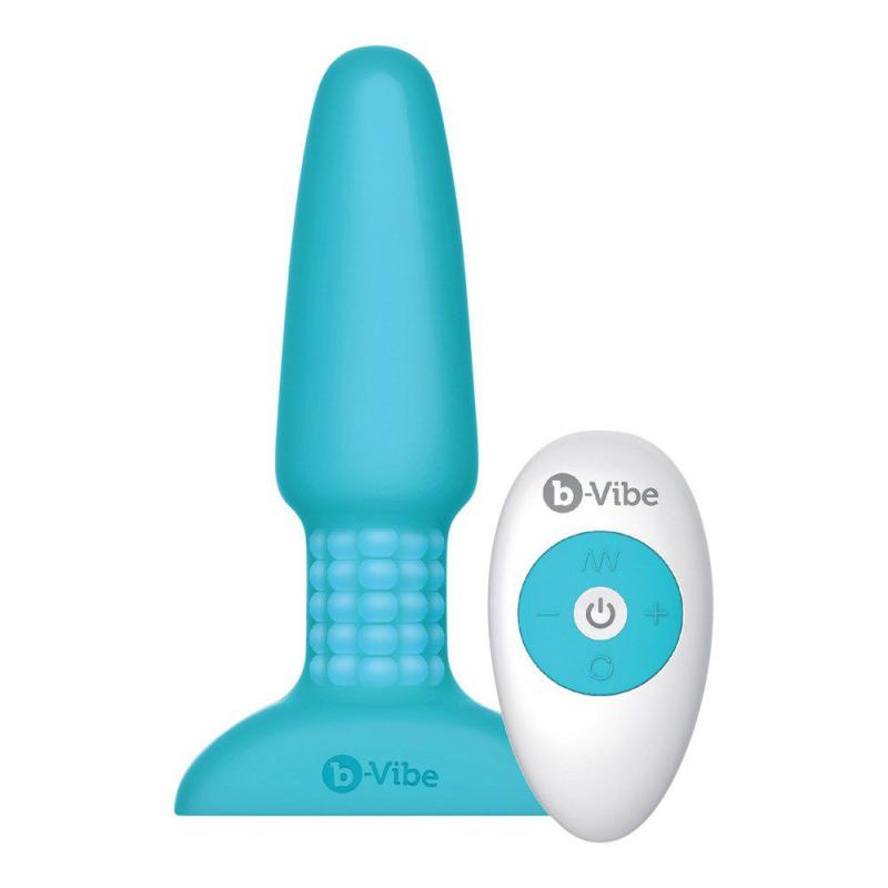 B Vibe Rimming Buttplug med Fjernbetjening - Turkis