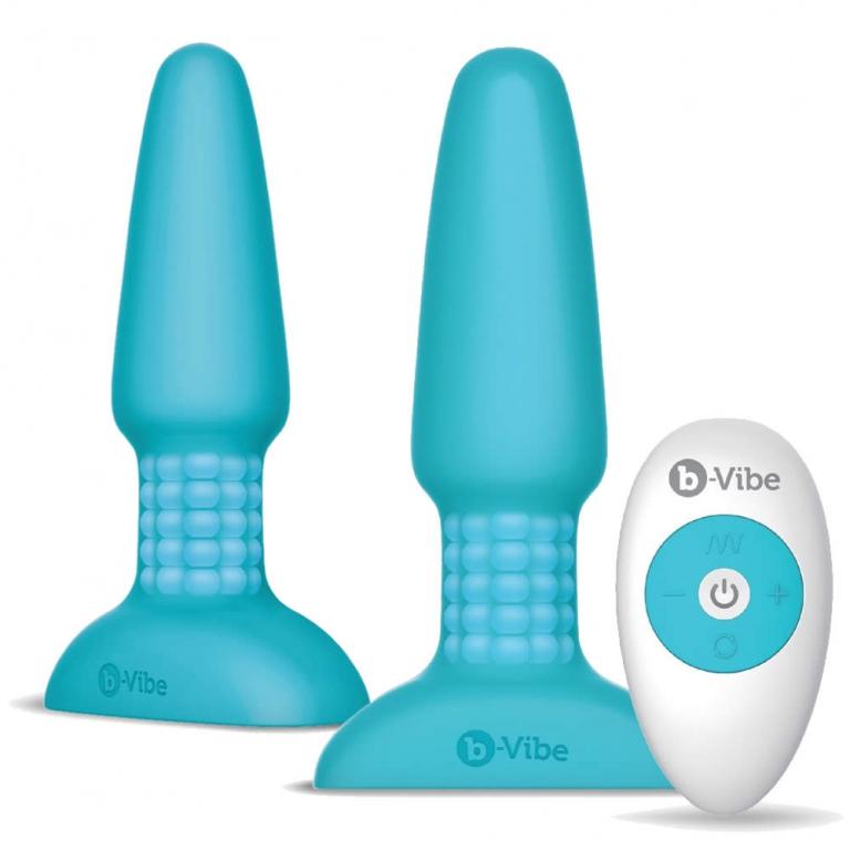 B Vibe Rimming Anal Plug med Fjernbetjening - Sort