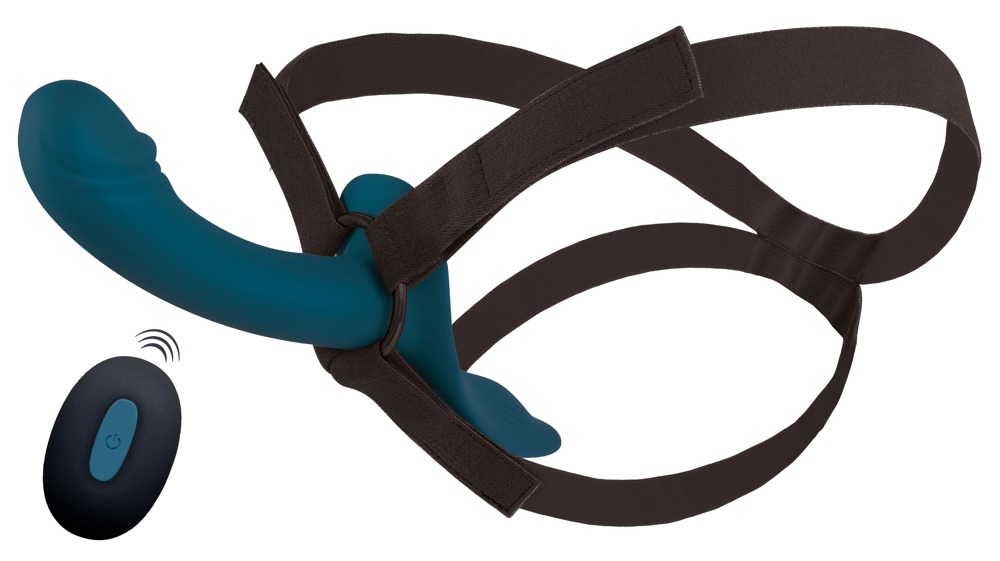 3 Delt Strap-On Sæt med Vibrator og Fjernbetjening