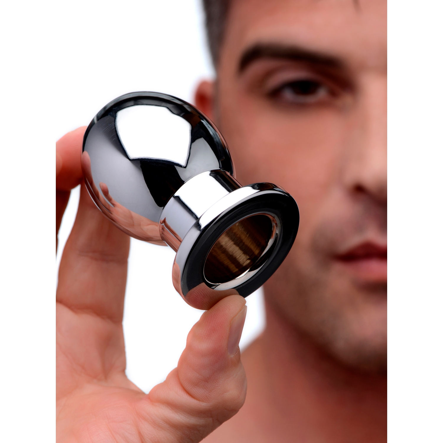 Aluminium Tunnel Butt Plug   Silver   M fra Master Series