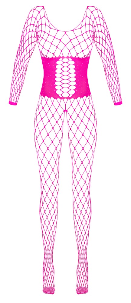 åben Catsuit Fremstillet Af Pinkfarvet Mesh fra Fantasy By Cottelli Collection