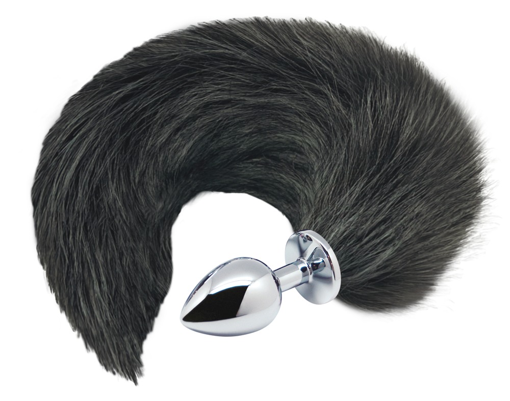 "black & White Fox Tail Mâ Metal Anal Plug Med Faux Fur Hale På Stopperen fra Alive
